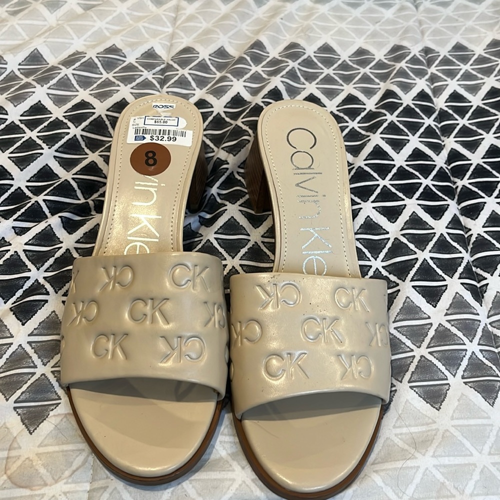Tan Calvin Klein heeled sandals